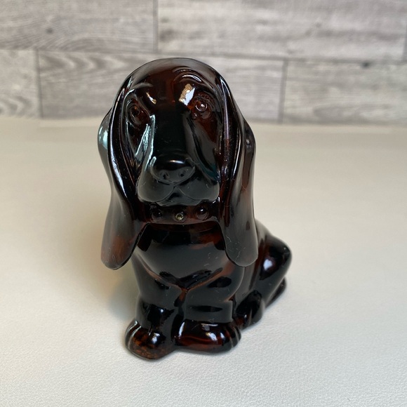 Vintage Avon Baby Bassett Hound Dog Shape Glass  Cologne Bottle - Picture 1 of 9